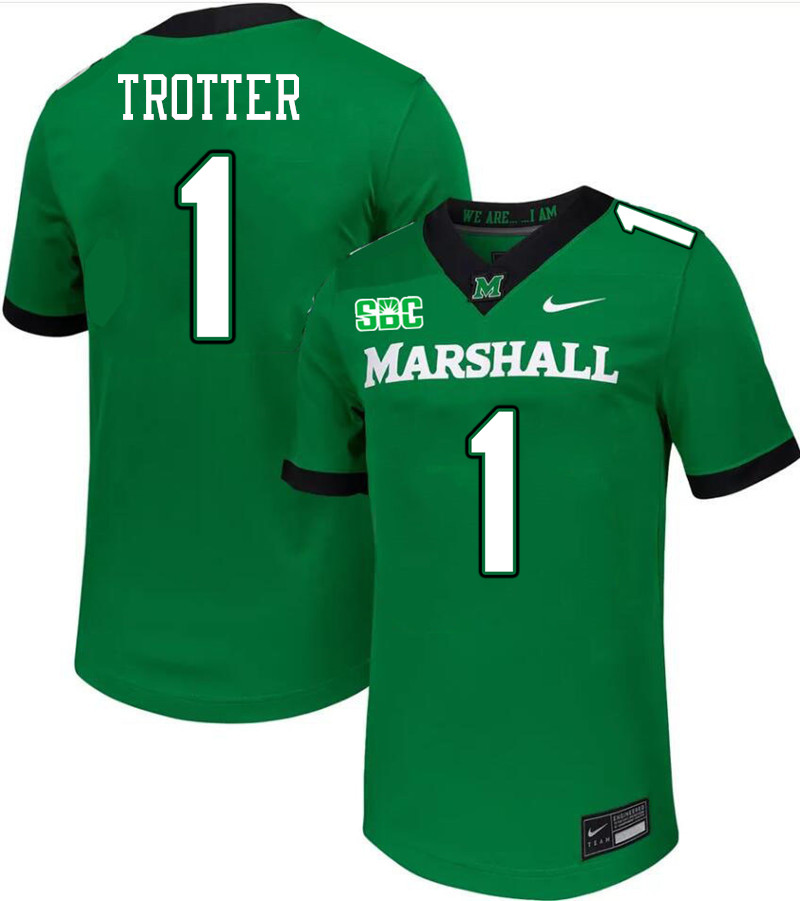 Marshall Thundering Herd #1 Boogie Trotter College Football Jerseys Stitched-Green Marshall Thundering Herd #1 Boogie Trotter College Football Jerseys Stitched-Green